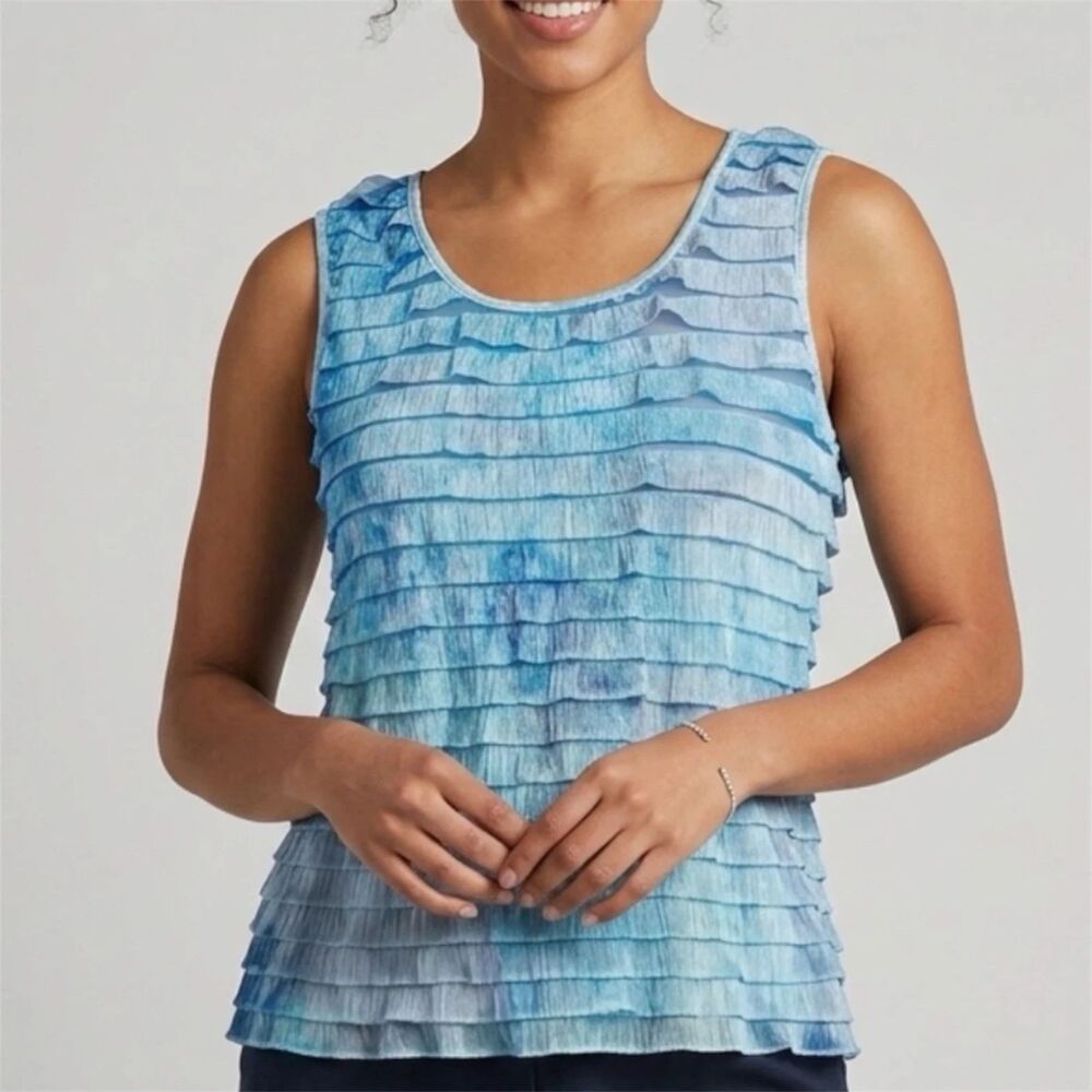 COVINGTON Blouse Sz L Tank Top Scalloped layered Mermaid Fairy y2k ethereal boho